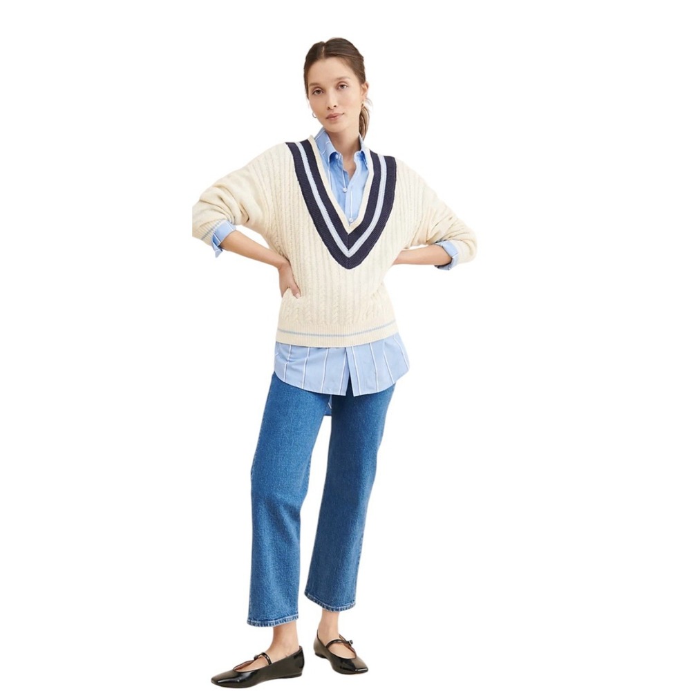 Callahan Knitwear Varsity Collegiate Dee Vee Sweater Anthropologie, Small